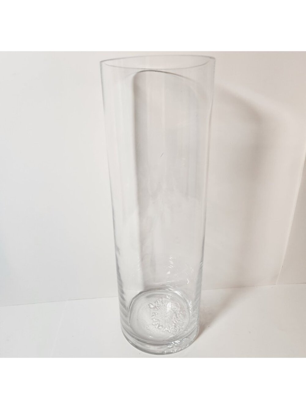 Tall Clear Glass Cylinder Vase Weighted Hand Blown Minimalist‎ Home Decor 12in